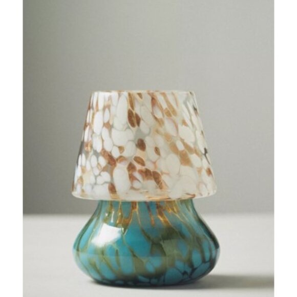 NWT-Cheena Fruity Apple Cider Champagne Glass Mushroom Lamp Candle-Blue-XS - Picture 1 of 8